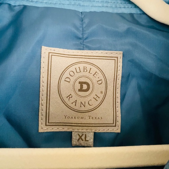 Double D Ranch RARE Turquoise Studded Star Accent Genuine Leather Cropped Jacket - Picture 3 of 10